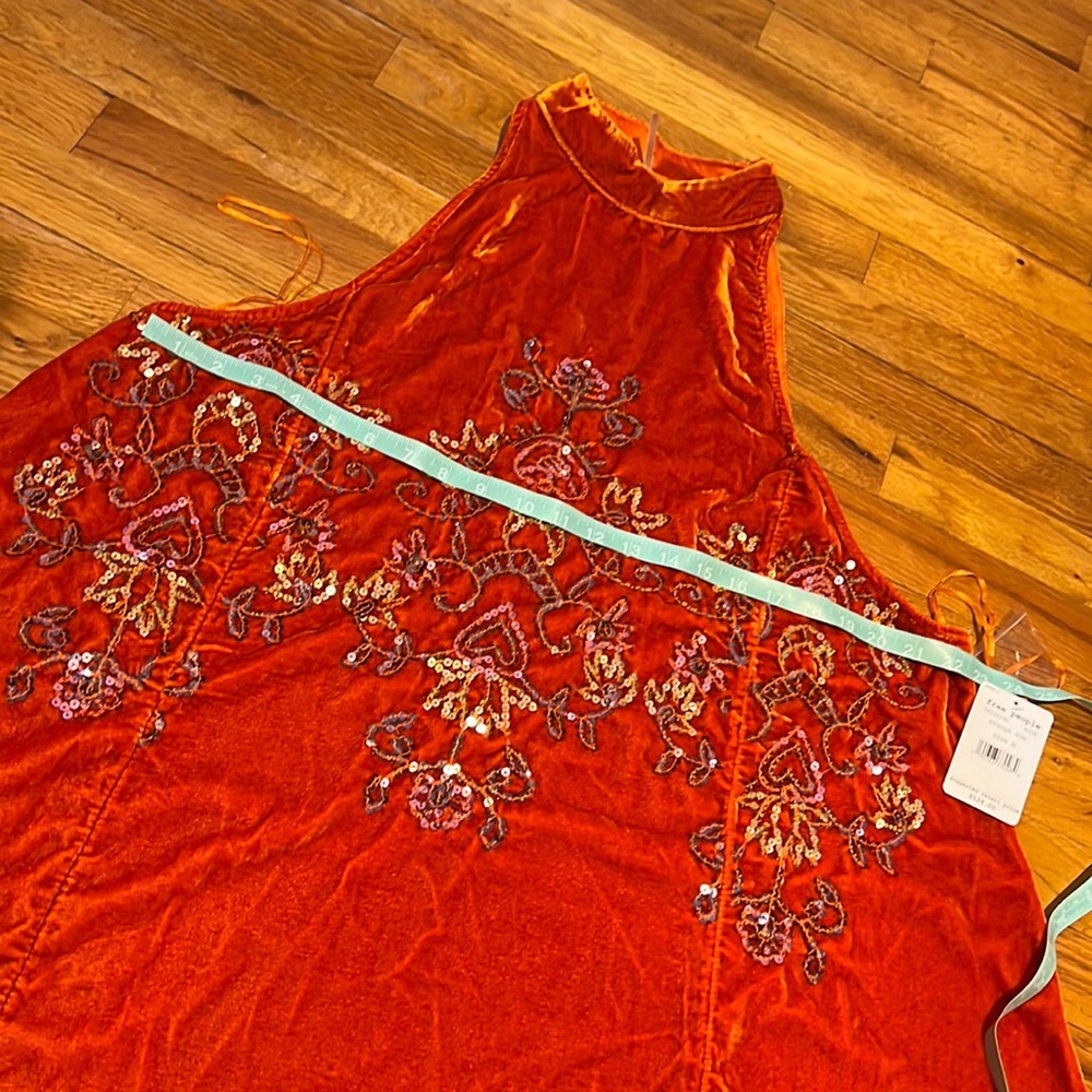 Burnt orange velvet dress